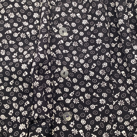 Vintage Andrea Gayle Floral Dress Suit Set Size 10 Black White Pearl Button - Picture 11 of 12